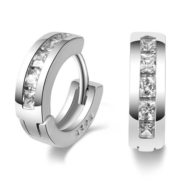 

baby princess 925 silver round zircon small hoop earring for girls child wome beautiful aros huggies earring jewelry, Golden;silver