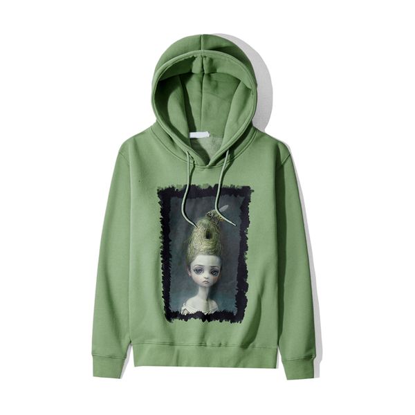 

2021 new autumn and winter queen bee abstract oil painting printing hoodie couple long sleeve coat dfwu, Black