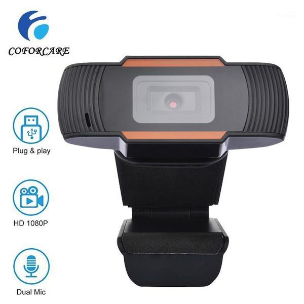 

coforcare webcam hd 1080p pc camera dual microphone mic webcam auto focus for skype for android tv computer camera usb web cam1