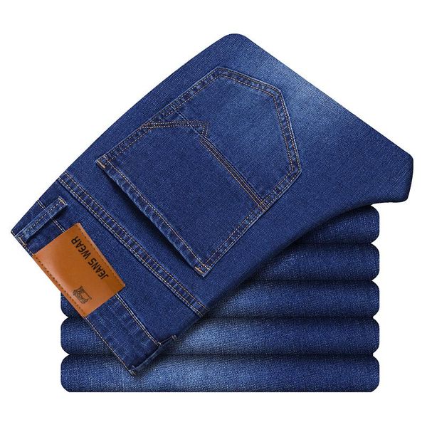 

2020 autumn winter new men's slim jeans business casual elastic skinny jean black blue denim pants male trousers for man