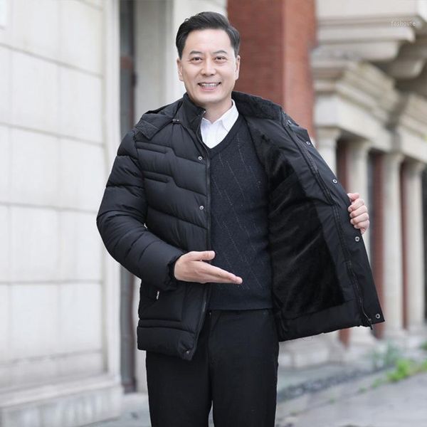 

men's autumn and winter coats, middle-aged cotton, cotton, men's thick, plus velvet, dad, winter jacket, warm1, Black