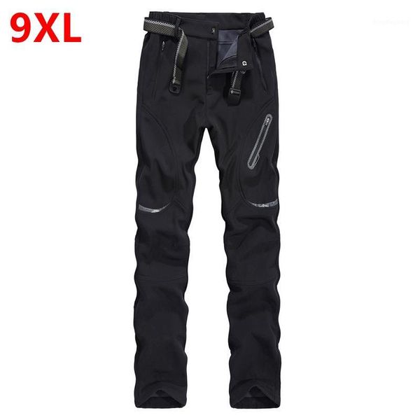 

spring winter plus size casual pants male thick waterproof trousers sandtroopers big size soft shell pants male 9xl 8xl 7xl plus1, Black
