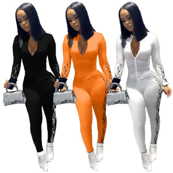 

cnmyou the independent station explosion letter printing chest zipper jumpsuit, Black;white