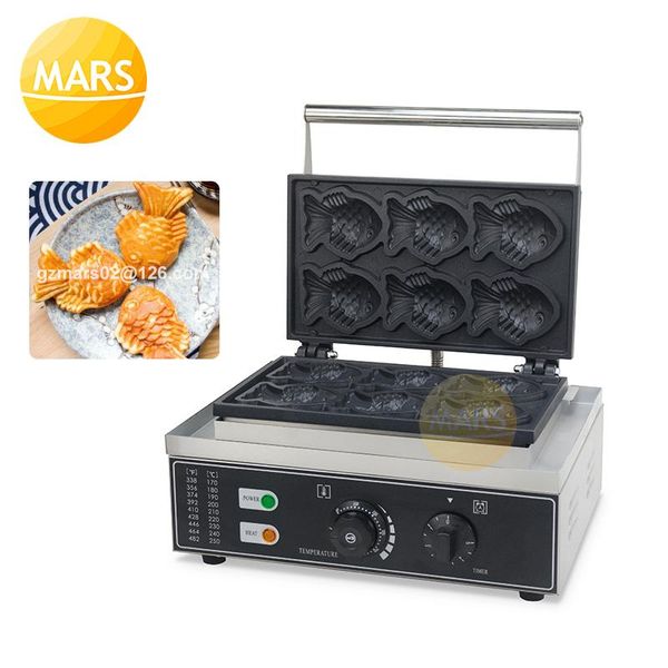 

bread makers commercial non stick 6pcs fish shape waffle cone maker dessert machine small taiyaki cake mold making pan equipement