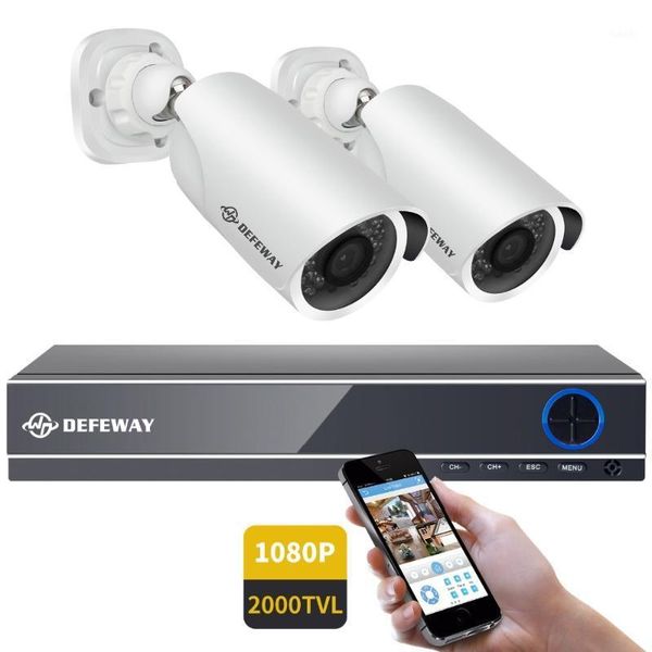 

defeway video surveillance kit 4ch security camera system 1080p hd outdoor weatherproof 2pcs camera cctv system night vision1