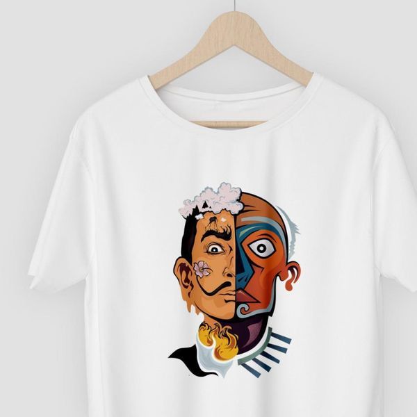 

oil painting face print women tshirt cotton casual funny t shirt gift for lady yong girl tee fa-2, White