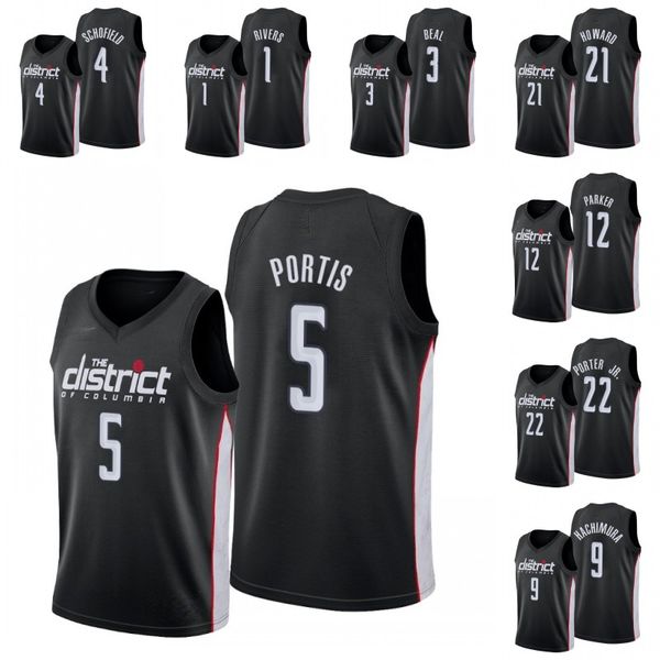 

washington wizards men admiral schofield austin rivers bradley beal dwight howard bobby portis troy brown jr. jersey, Black