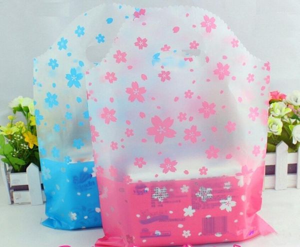 

gift wrap flower blue shopping plastic bags with handle/ pink for gifts1