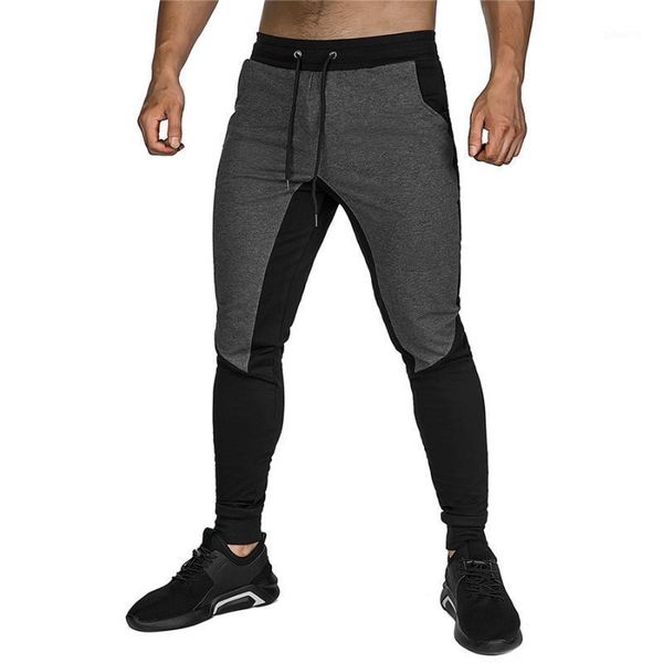 

mens joggers pants fitness sweatpants workout man pant gyms track pants jogger patchwork elastic trousers bodybuilding men1, Black