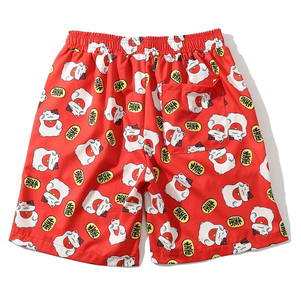 

2021 new aelfric eden summer hip hop higt street shorts men streetwear lucky cat print joggers fashion hawaii beach male short pants 6jey, White;black