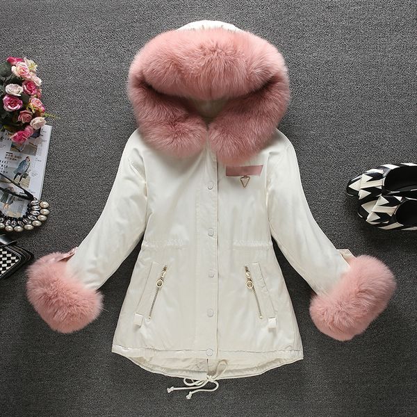 

2021 great turtleneck of royal new winter white with warm hood down girl parkas loose puffer wind jacket uee9, Black