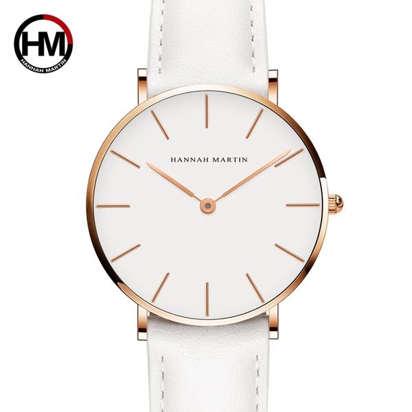 

dropshipping japan quartz simple women fashion watch white leather strap ladies wrist watches brand waterproof wristwatch 36mm 201119, Slivery;brown