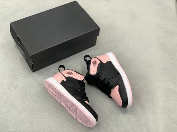 

infant kids 1s space jam bred concord gym red blue pink basketball shoes children boy girls youth white navy sneakers toddlers size26-37, Black