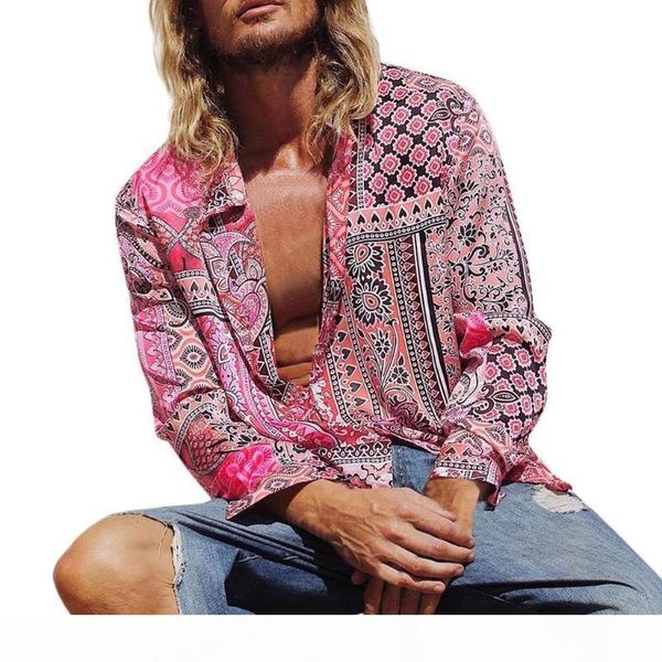 

тропические гавайские рубашки мужчины с длинным рукавом summer casual печати рубашки sexy streetwear printed блуза свободных мужчины рубашка, White;black