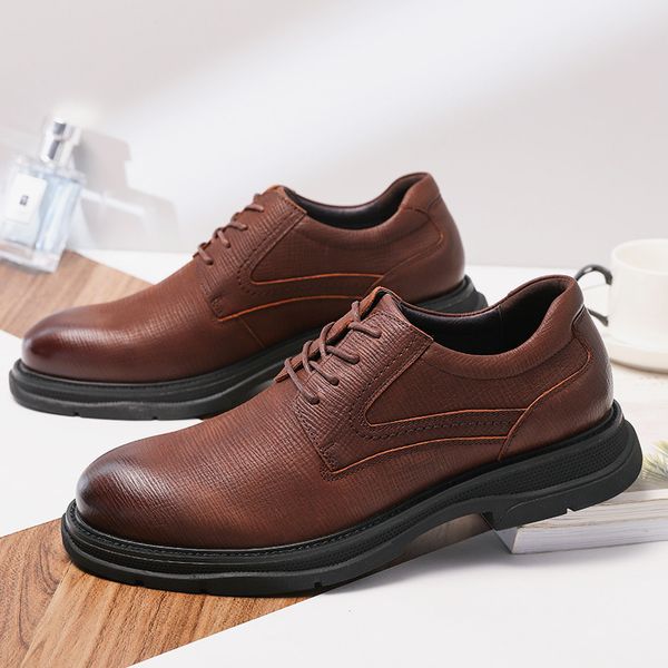 

camel genuine leather men's shoes england new fashion business casual lightweight flexible non-slip comfortable dad sheos men 201009, Black