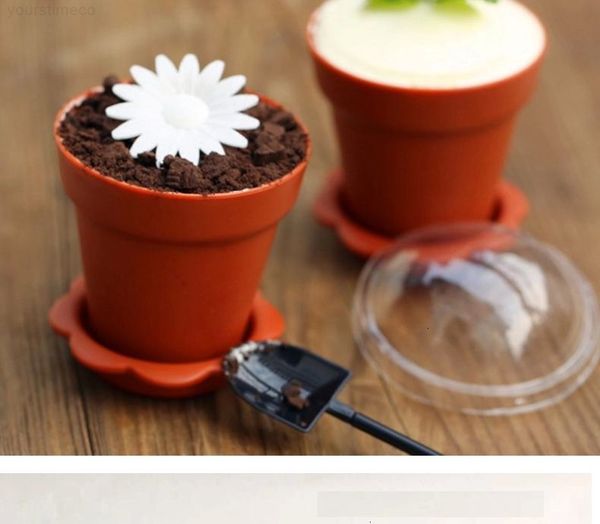 

flowerpot with shape dessert cake cups plastics lids a800