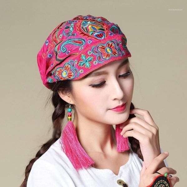 

print hat ethnic headwear 2020 women mexican vintage embroidery flowers bandanas red retro headdress great gift for women1, Blue;gray