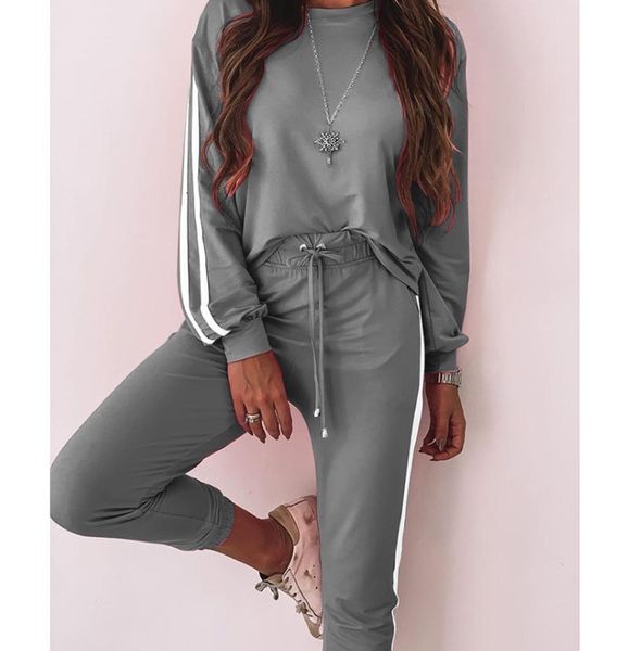 

da 2431b 2021 long-sleeved t-shirt + lace-up trousers set, Tan;black