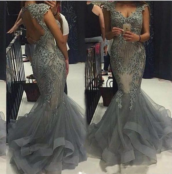 

sparkle african grey mermaid long formal evening dresses open back lace appliques sequins beads piping prom dress floor length 2021, Black;red