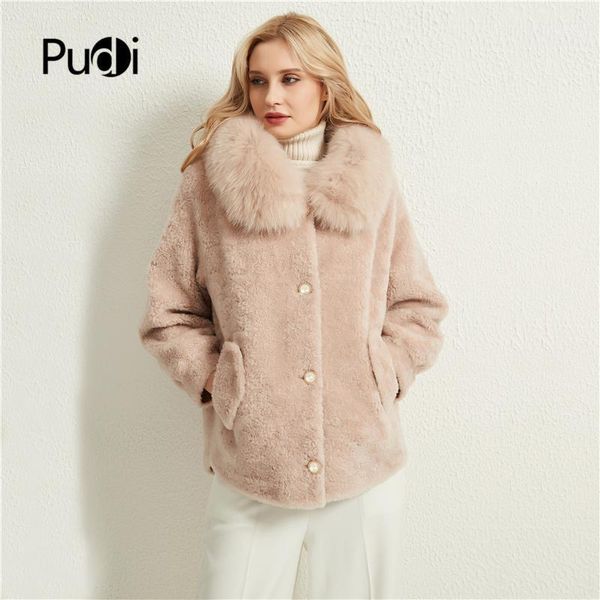 

pudi women real sheep fur coat jacket female winter fur collar jackets hooded parka trench h9851, Black