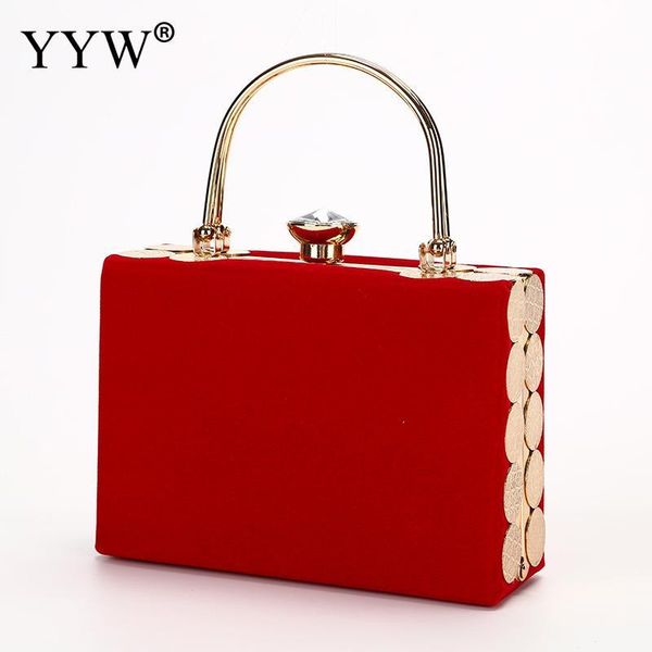 

velour handbag women red box bag fashion wedding party evening handbag women bags black handle hand bag torebki damskie