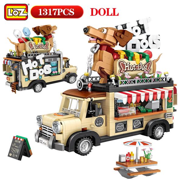 

loz 1317pcs mini bricks city dog cart car figurine model building blocks vehicle education toys for children gifts 1008