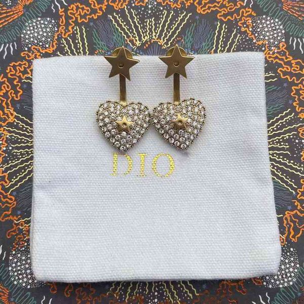 

the new 74% off dijia new fashion classic love full drill pentagonal dual-purpose ear hook design earrings98k0, Golden