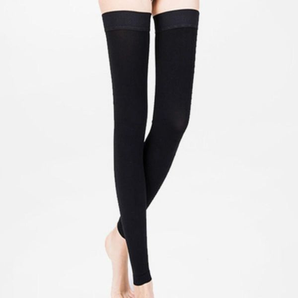 

women stockings pressure silicone 23--32mmhg varicose proof black skin color to prevent slipping tightening the thighs1, Black;white