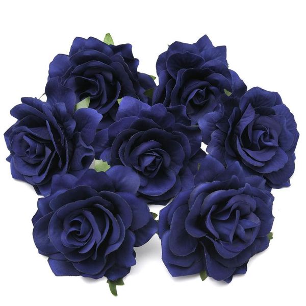 

3pcs/lot blue lover artificial rose silk flower heads for wedding decoration diy wreath gift box scrapbooking craft fake jlldfo