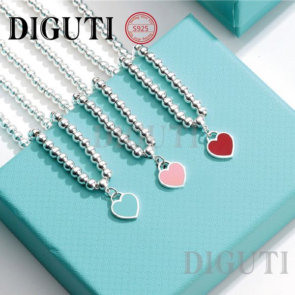 

tiff 925 sterling silver round bead necklace high-end craftsmanship, with official logo tiff blue heart necklace wholesale