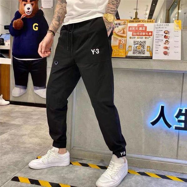 

fashion-20ss pants men running sweatpants loose imported woven waterproof fabric feel smooth soft and delicate ribbed cuffsblack pants, Black