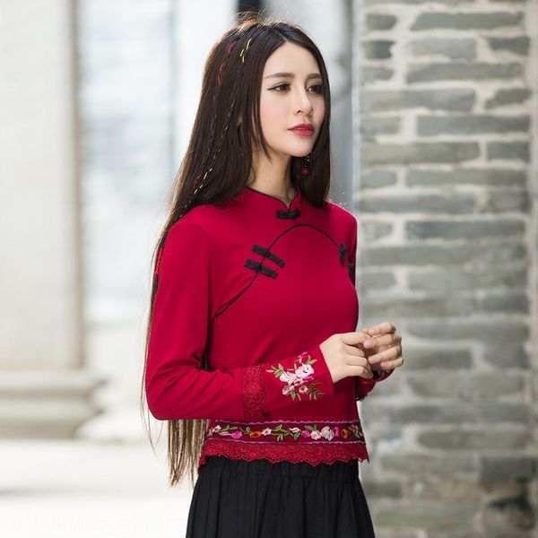 

qev2g 3002 # 2020 женщин пассивом этнические группы весной и длинная зима одежда этнический стиль верхней пригонки короткие вышитые национал, Black