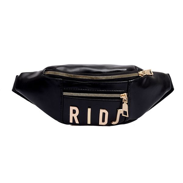 

women pu leather waist bags fanny pack female black belt bag waterproof chest bags waist packs small pocket double zipper purse c1019