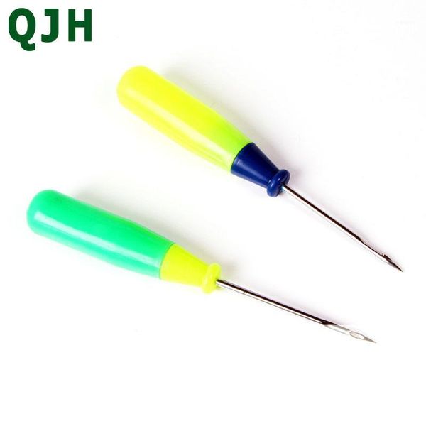 

2pcs steel stitcher sewing awl shoes&bags hole hook diy handmade leather tool plastic handle cone needle shoe repair needles1, Black