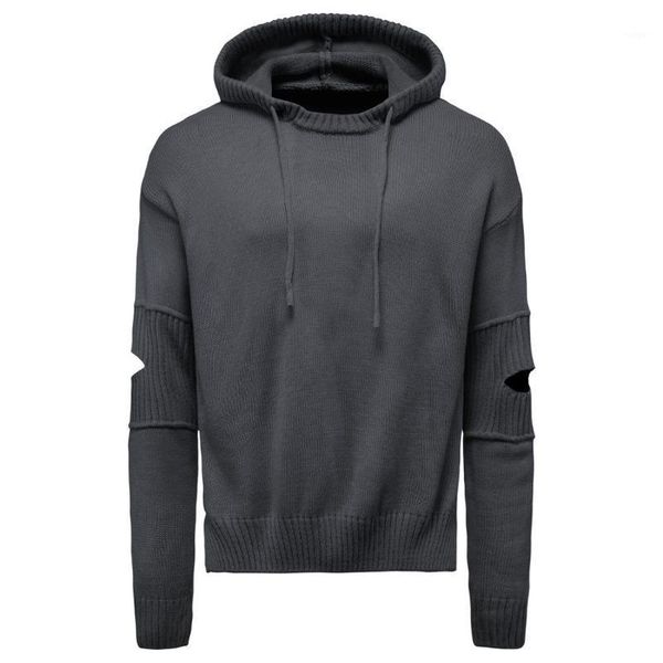 

autumn new style men's sweater hooded pullover knit sweater1, White;black