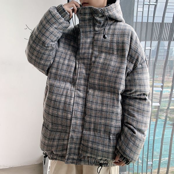 

2021 the new winter new men plaid color thick male fashion hip coat jacket kvw7, Black