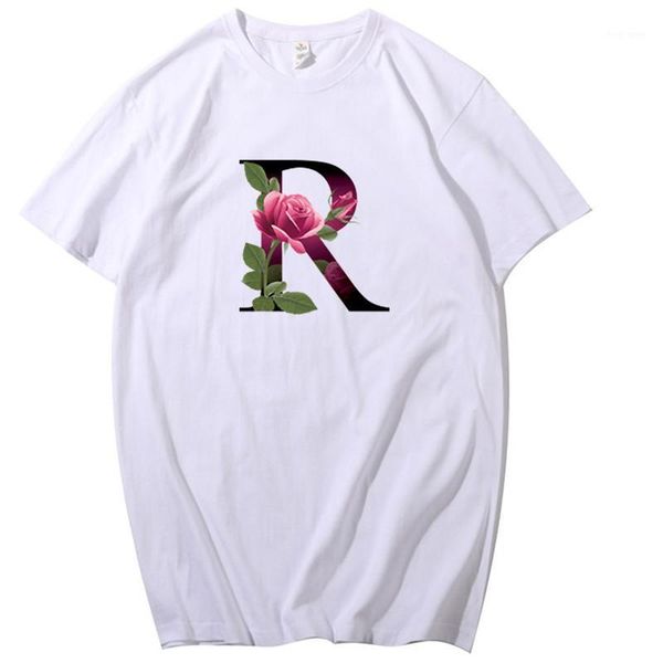 

ladies flowers summer wild plants clothes ladies short-sleeved tees letter graphic printing t-shirt t-shirt1, White