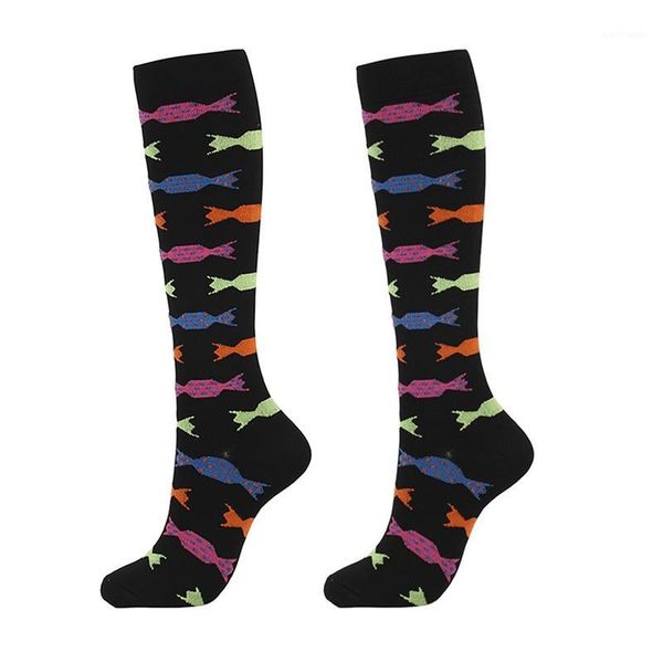 

sports socks running men women compression tube support nylon outdoor cycling long pressure stockings1, Black