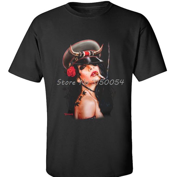 

sport captain howdy smoking pin up girl tshirt boogie printing comics vintage poster men's t-shirt funny tees cotton harajuku