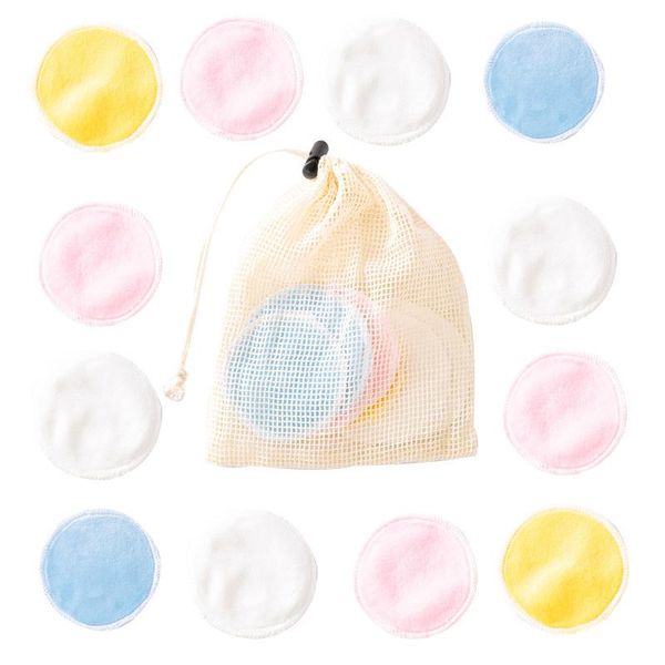

reusable bamboo cotton pads make up facial remover double layers wipe pads nail art cleaning washable laundry bag