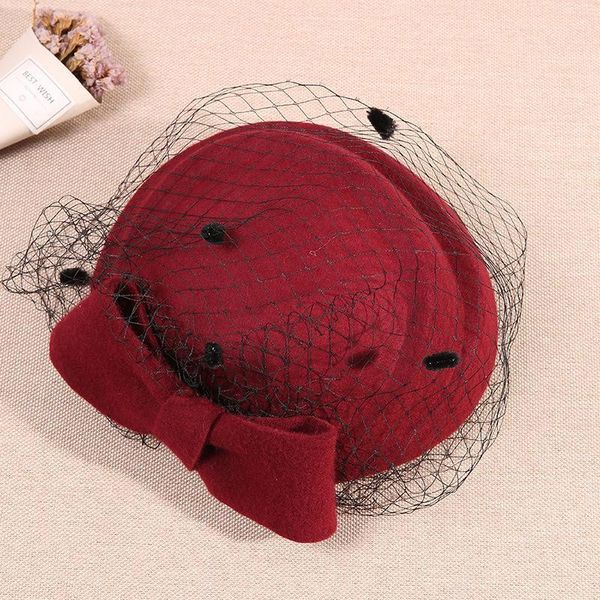 

2019 fascinating fedoras elegant female wool felt mesh bow floral pillbox hat with veils ladies fascinator wedding hats lm011 h jllwgc