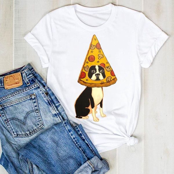 

женская печать леди собака домашнее животное лето с коротким рукавом печать женская одежда графический т твоей футбол женская футболка женск, White