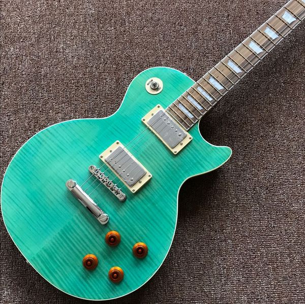 

standard custom .green color electric guitar, tiger flame guitarra,rosewood fingerboard standard r9 gitaar.one piece neck and body
