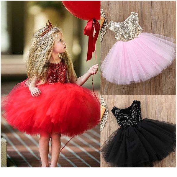 

princess kids baby dress for girls fancy wedding dress sleeveless sequins party birthday baptism dress for girl summer jlligy