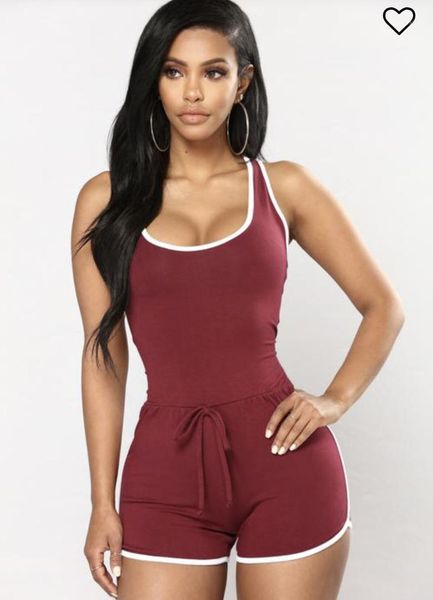 

european style sports woman playsuit sleeveless summer casual elastic waist female play suit21, Black;white