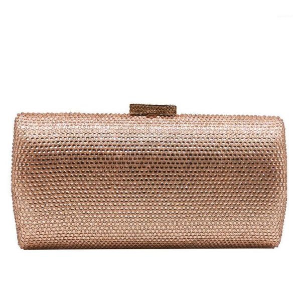 

double flower elegant champagne women crystal evening bags cocktail party clutch handbags wedding purses1