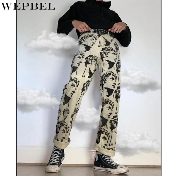 

men's jeans mandylandy men statue printed harajuku streetwear casual loose khaki washing motorcycle denim pants long trousers, Blue