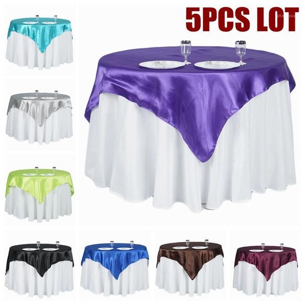 

5pcs lot 145x145cm satin table cloth overlay tablecloth for banquet wedding event decoration1