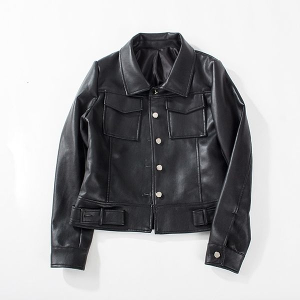 

women 2021 new bike biker plutonium women's leather lady autumn outerwear thin jacket 2ok9, Black