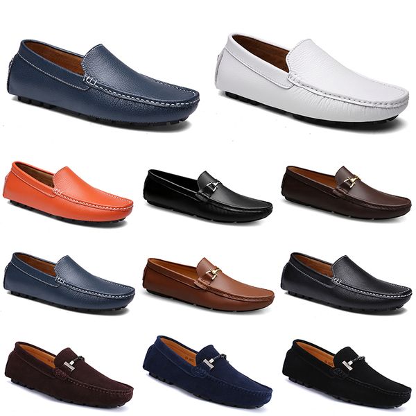 

fashions leather doudou men casual driving shoes breathable soft sole lights tan blacks navys whites blues silvers yellows grey footwear all, Black
